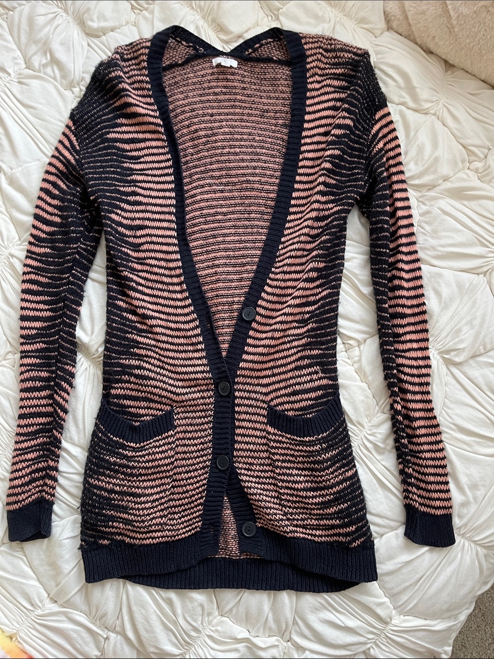 Striped Open-Weave Zebra Striped Cardigan